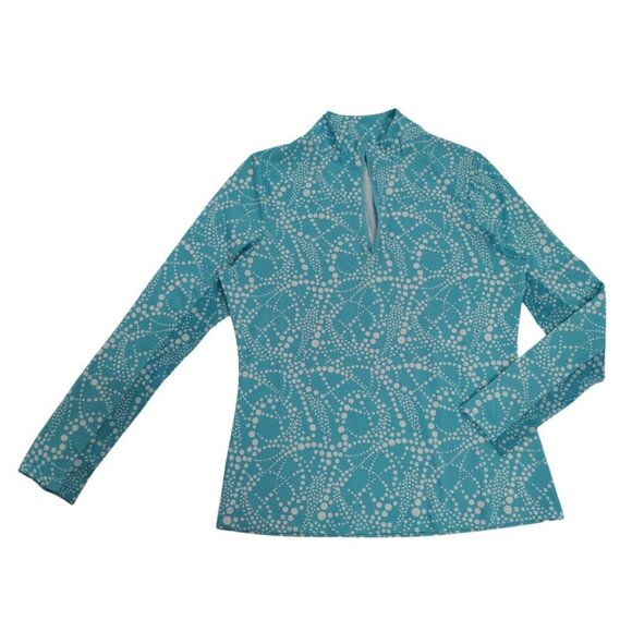 Gotta Womens XS Turquoise & White Rash Guard Swim Top With Zip Neck Design. - Picture 6 of 8